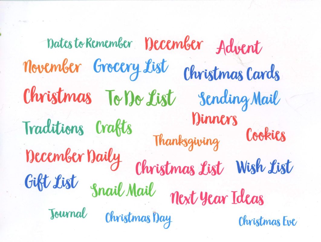Christmas Planner Words