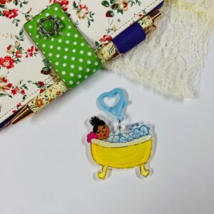 Self Care Acrylic Charm with Heart Clasp