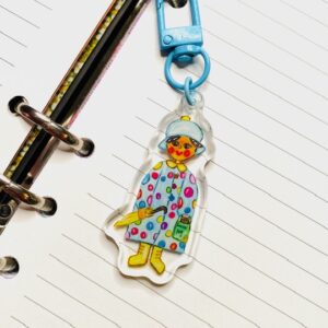 "Polka Dot Rainy Day" Acrylic Charm with lobster clasp -Double Sided